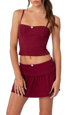 EDIKTED Kalina Bustier Crop Camisole Burgundy at Nordstrom,