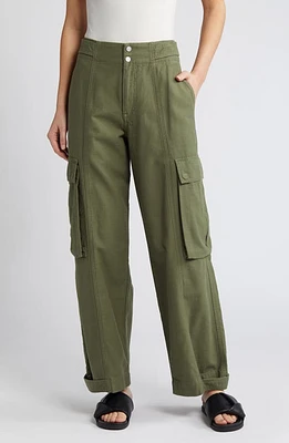 FRAME Wide Leg Cotton Cargo Pants Poblano at Nordstrom,