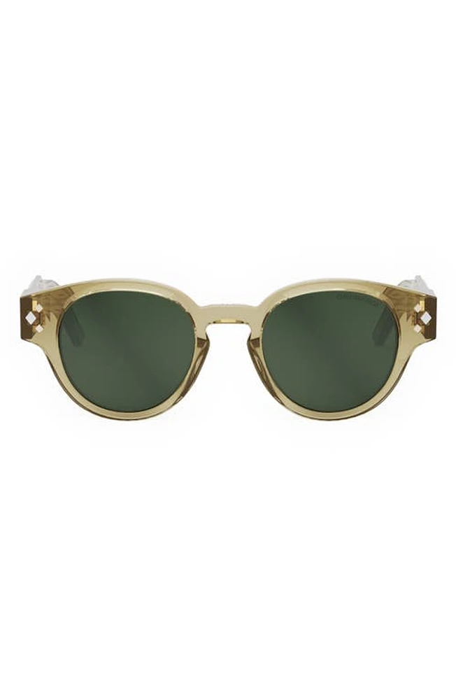 DIOR CD Diamond R2I 48mm Small Round Sunglasses in Shiny Beige /Green at Nordstrom