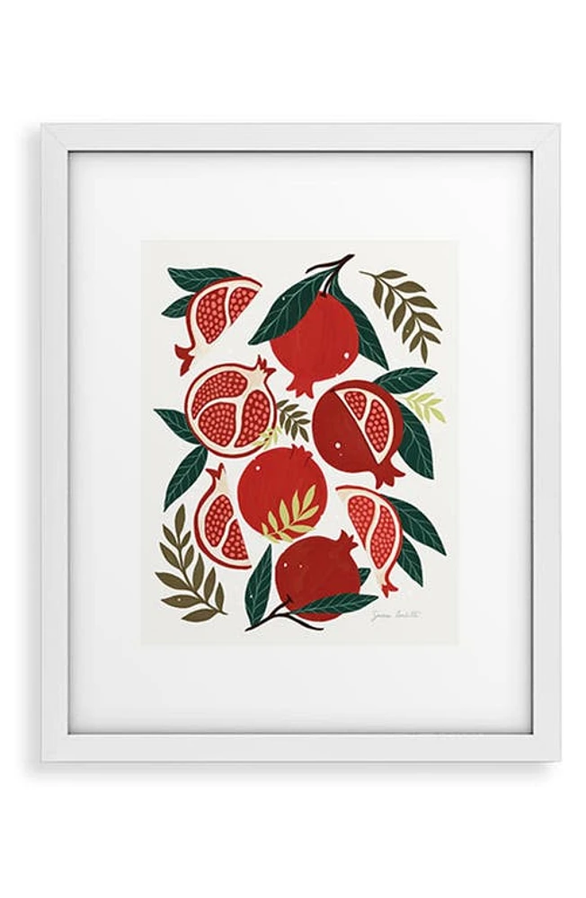 Deny Designs Pomegranates Pattern Framed Art Print in Green at Nordstrom