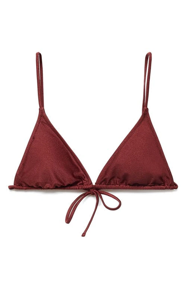 MANGO Bow Triangle Bikini Top Russet at Nordstrom,