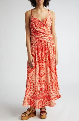 FARM Rio Jaipur Crossover Linen Blend Maxi Sundress Red at Nordstrom,