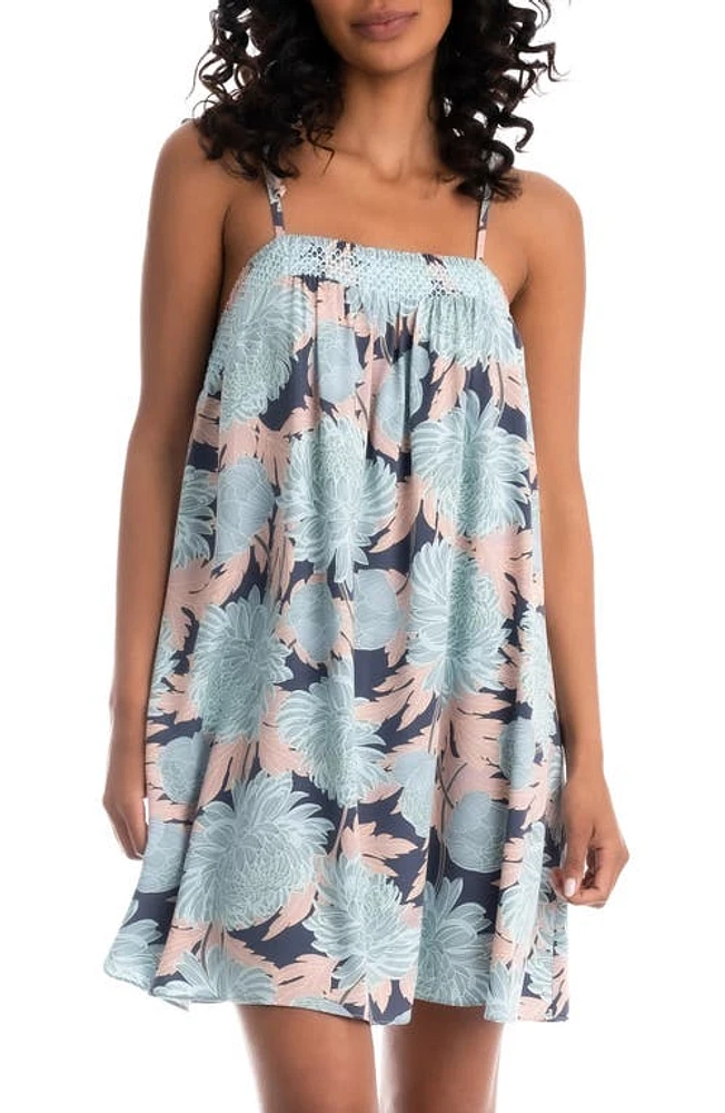 Midnight Bakery Leucadia Smocked Floral Chemise Light Blue at Nordstrom,