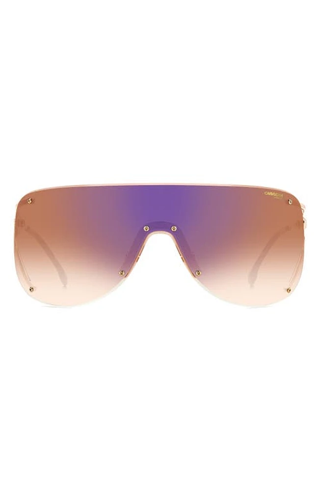 Carrera Eyewear 99mm Shield Sunglasses in Gold Copper/Brown Blue Mirror at Nordstrom