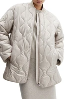 MANGO Water Repellent Quilted Coat in Grey at Nordstrom, Size X-Small