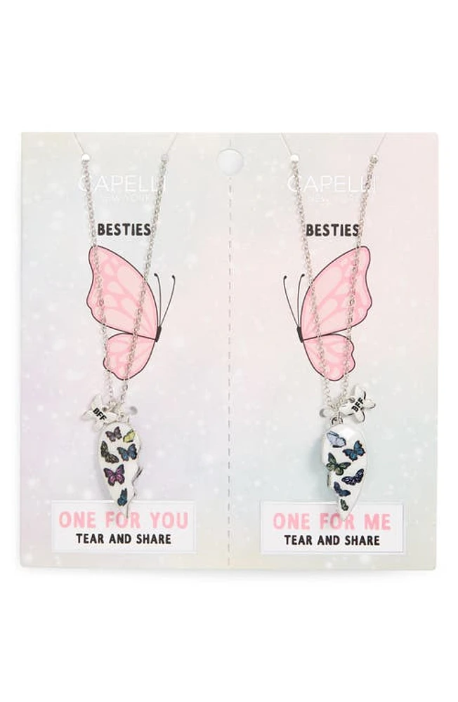 Capelli New York Kids' 2-Pack BFF Butterfly Pendant Necklaces in White Multi at Nordstrom