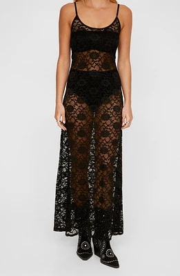 NASTY GAL Sheer Scoop Neck Lace Slipdress at Nordstrom,