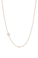 BYCHARI Asymmetric Initial & Diamond Pendant Necklace in 14K Rose Gold-H at Nordstrom