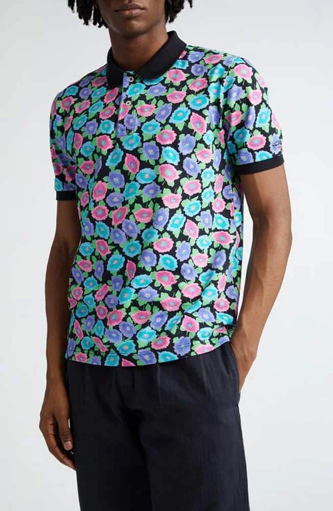 Noah Floral Cotton Polo Black/Floral at Nordstrom,