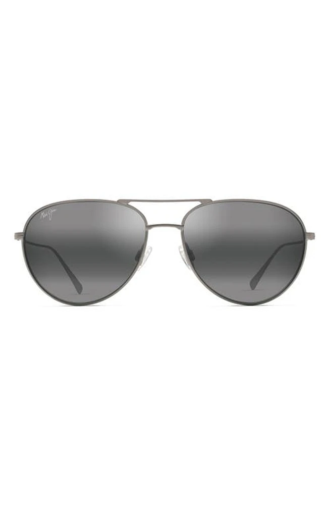 Maui Jim Walaka 57mm PolarizedPlus2 Aviator Sunglasses in Matte Titanium at Nordstrom