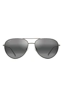 Maui Jim Walaka 57mm PolarizedPlus2 Aviator Sunglasses in Matte Titanium at Nordstrom