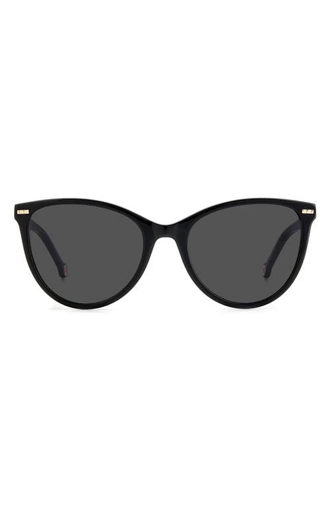 Carolina Herrera 57mm Cat Eye Sunglasses in Black/grey at Nordstrom