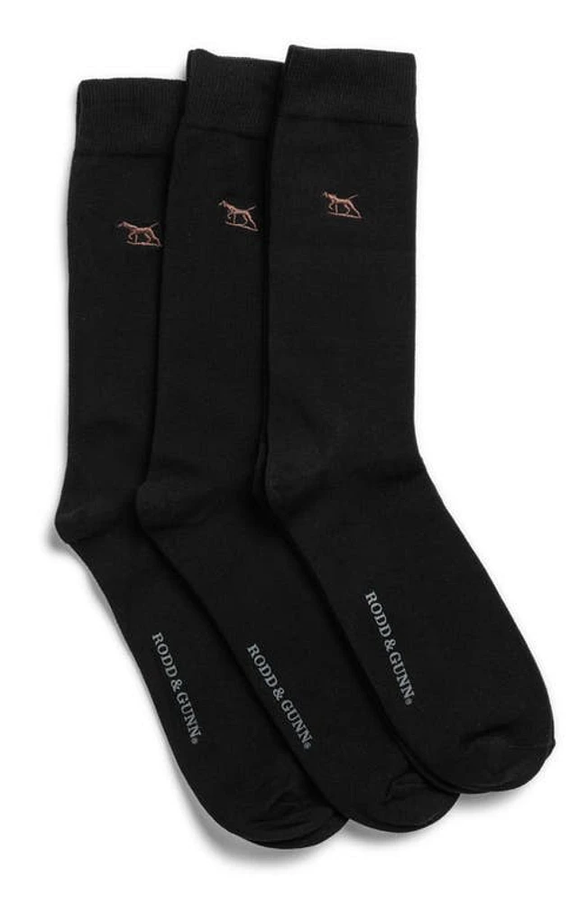 Rodd & Gunn Dry Plains 3-Pack Cotton Blend Crew Socks in Onyx at Nordstrom, Size 0