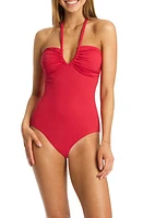 Sea Level Essentials Halter One-Piece Swimsuit at Nordstrom, Us