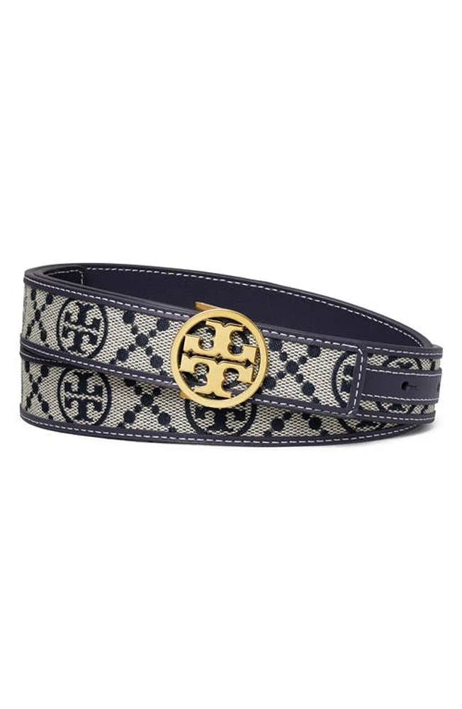 Tory Burch Miller T Monogram Jacquard & Leather Belt at Nordstrom,