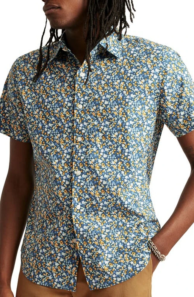 Bonobos Riviera Floral Short Sleeve Stretch Cotton Button-Up Shirt Vell C41 at Nordstrom,