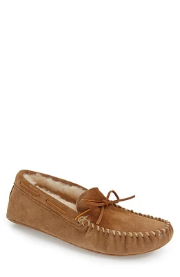 Minnetonka Genuine Shearling Lined Slipper Golden Tan at Nordstrom