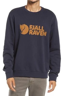 Fjällräven Men's Logo Organic Cotton Graphic Sweatshirt Dark Navy at Nordstrom,