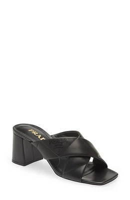 Prada Cross Strap Block Heel Sandal Nero at Nordstrom,