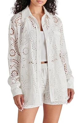 Steve Madden Cornelia Cotton Eyelet Button-Up Shirt Cloud at Nordstrom,