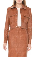 WAYF Miller Croc Embossed Faux Leather Jacket Brown at Nordstrom,