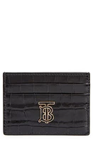 burberry TB Monogram Croc Embossed Leather Card Case in Black at Nordstrom