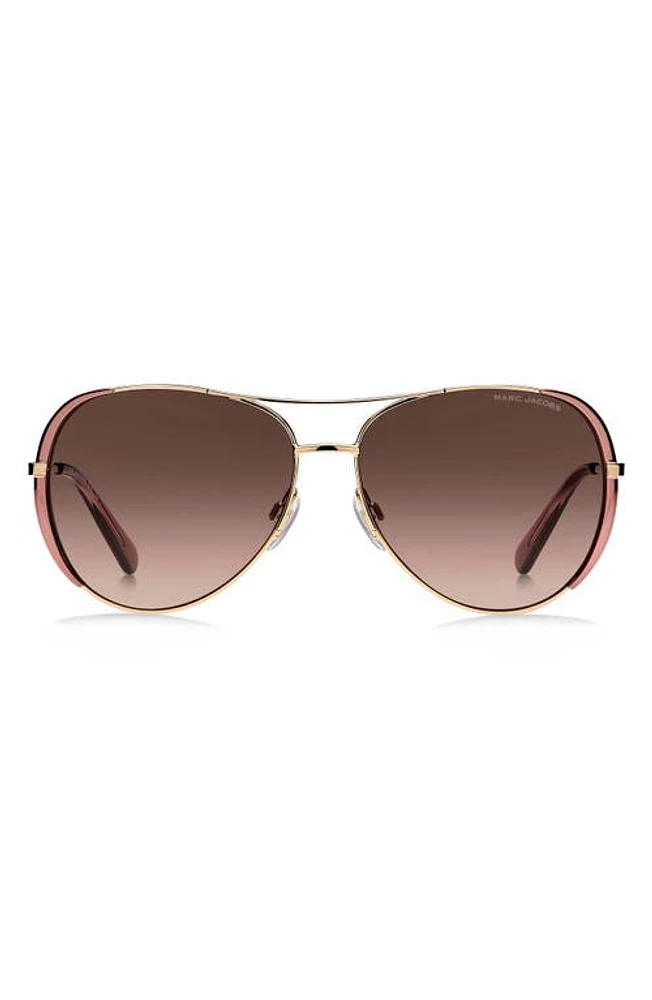 Marc Jacobs 59mm Gradient Aviator Sunglasses in Gold Brown/Brown at Nordstrom