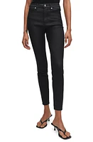 MANGO Waxed High Waist Skinny Jeans in Black at Nordstrom, Size 8