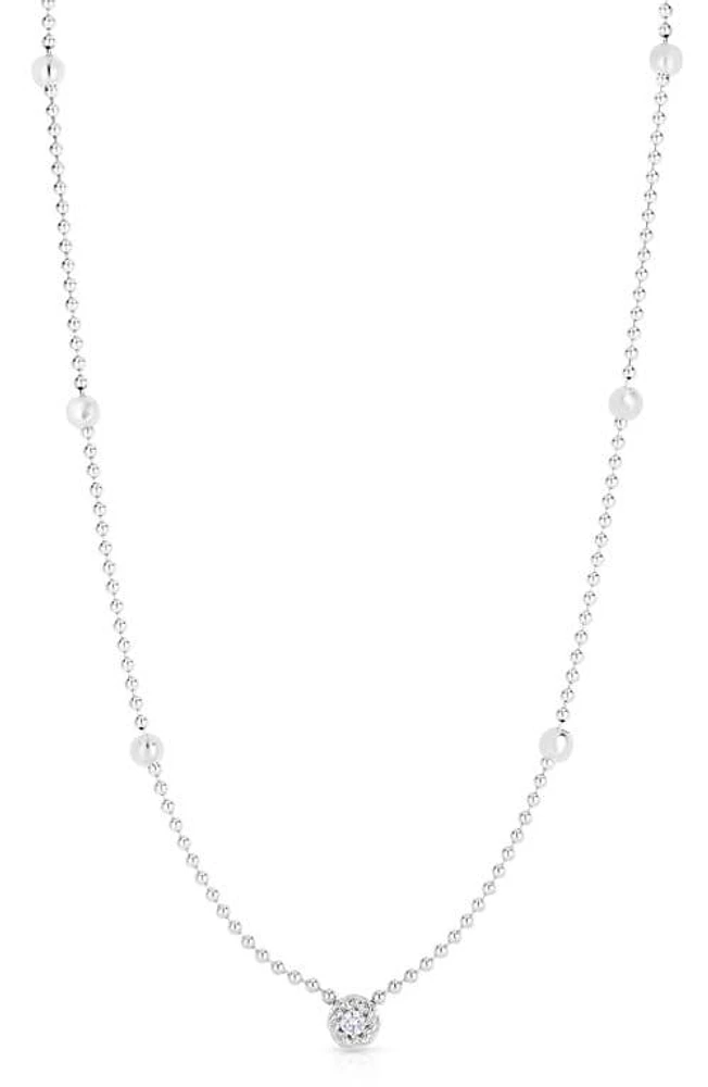 Roberto Coin Diamond Pendant Beaded Necklace in White Gold at Nordstrom, Size 17