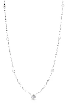 Roberto Coin Diamond Pendant Beaded Necklace in White Gold at Nordstrom, Size 17