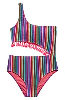 Beach Lingo Roller One-Shoulder One-Piece Swimsuit Purple Multi at Nordstrom,