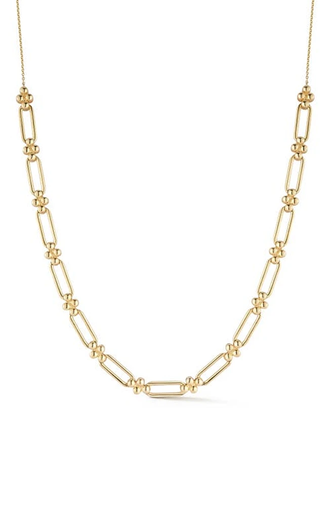 Dana Rebecca Designs Poppy Rae Link Station Frontal Necklace in Yellow Gold at Nordstrom, Size 18