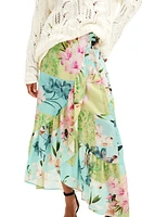 Desigual Fal Tropi Floral Print Wrap Skirt Green at Nordstrom,