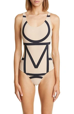 TOTEME Logo One-Piece Swimsuit Monogram at Nordstrom,