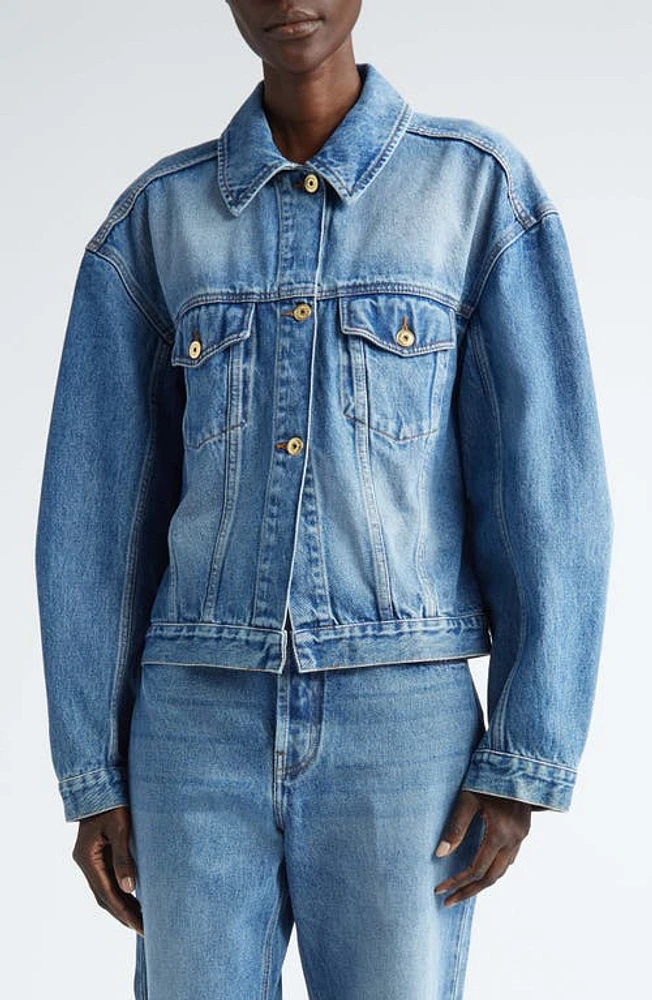 Jacquemus La Veste de-Nîmes Denim Trucker Jacket Blue/Tabac 2 at Nordstrom, Us