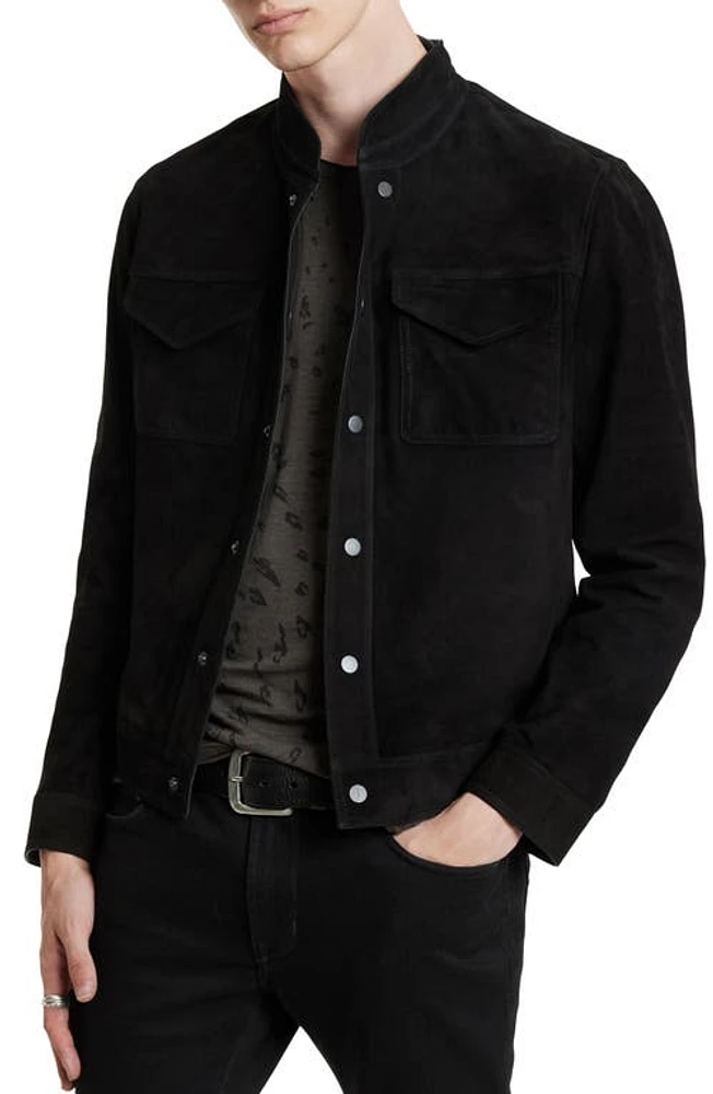 John Varvatos Blair Snap Down Reversible Jacket Black at Nordstrom,