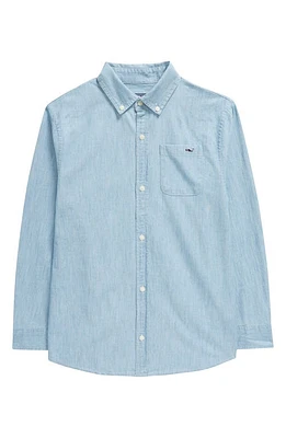 vineyard vines Kids' Cotton Chambray Button-Up Shirt Coastline at