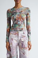 Collina Strada Arc Ruched Long Sleeve Mesh Top at Nordstrom,