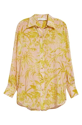 Zimmermann Golden Relaxed Silk Shorts Pink/Gold Floral at Nordstrom,