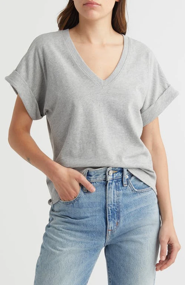 Nation LTD Stevie Cuff Cotton T-Shirt Heather Grey at Nordstrom,