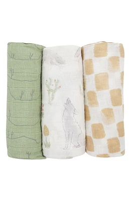 little unicorn 3-Pack Organic Cotton Muslin Swaddle Blankets in Desert Night at Nordstrom