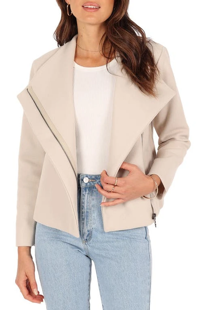 Petal & Pup Rylee Asymmetric Zip Jacket Beige at Nordstrom,