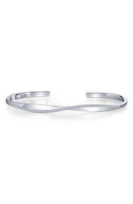 Lafonn Pavé Simulated Diamond Twisted Bangle Bracelet in White/Silver at Nordstrom, Size 7.25