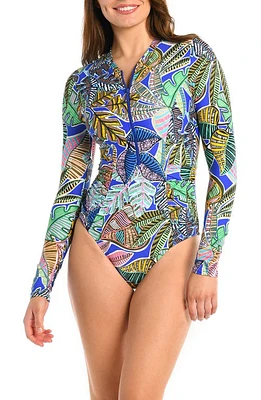 La Blanca Half Zip Long Sleeve One-Piece Rashguard Swimsuit Multi at Nordstrom,