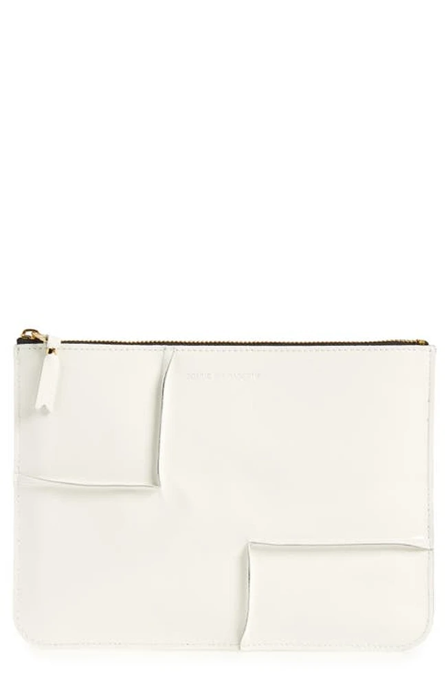 Comme des Garçons Wallets Large Seam Detail Zip Pouch in White at Nordstrom