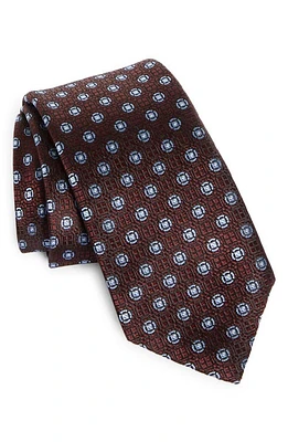 ZEGNA TIES Cinque Pieghe Medallion Silk Tie in Burgundy at Nordstrom