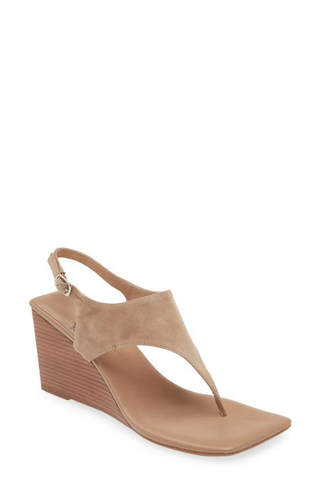 Jeffrey Campbell Midsummer T-Strap Wedge Sandal Suede Tan Stack at Nordstrom,