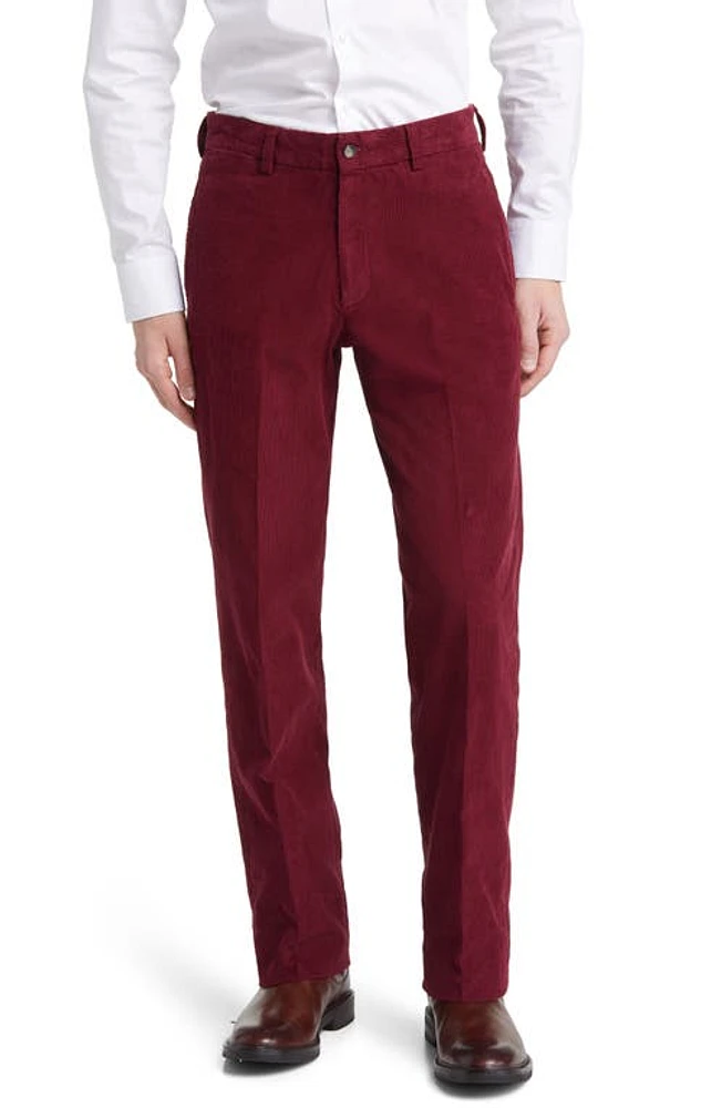 Berle Flat Front Corduroy Dress Pants Wine at Nordstrom,