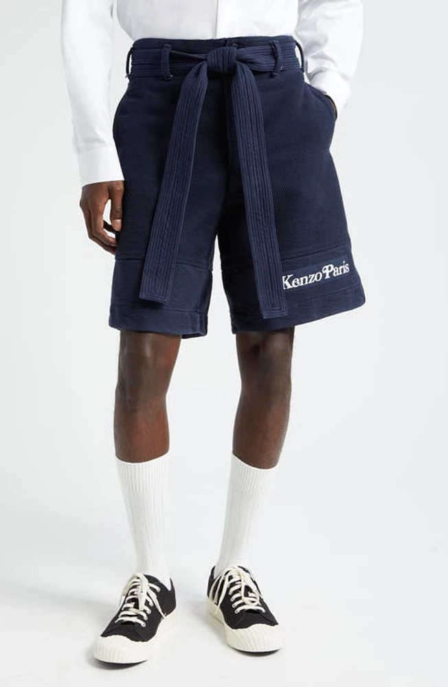 KENZO Verdy Logo Cotton Judo Shorts Midnight Blue at Nordstrom,