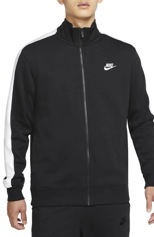 Nike Sportswear Club Zip Track Jacket in Black/White/Black/White at Nordstrom